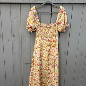Astr Floral Puff Sleeve Dress